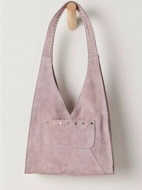 Free People Knox Studded Suede Shoulder Boho Bag in Lilac Dust - NEW
